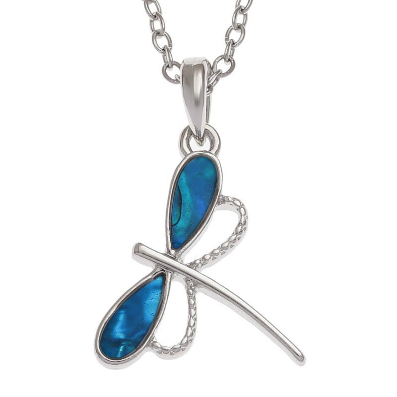 Blue Delicate Dragonfly Paua Shell Necklace - Tide Jewellery from thetraditionalgiftshop.pro