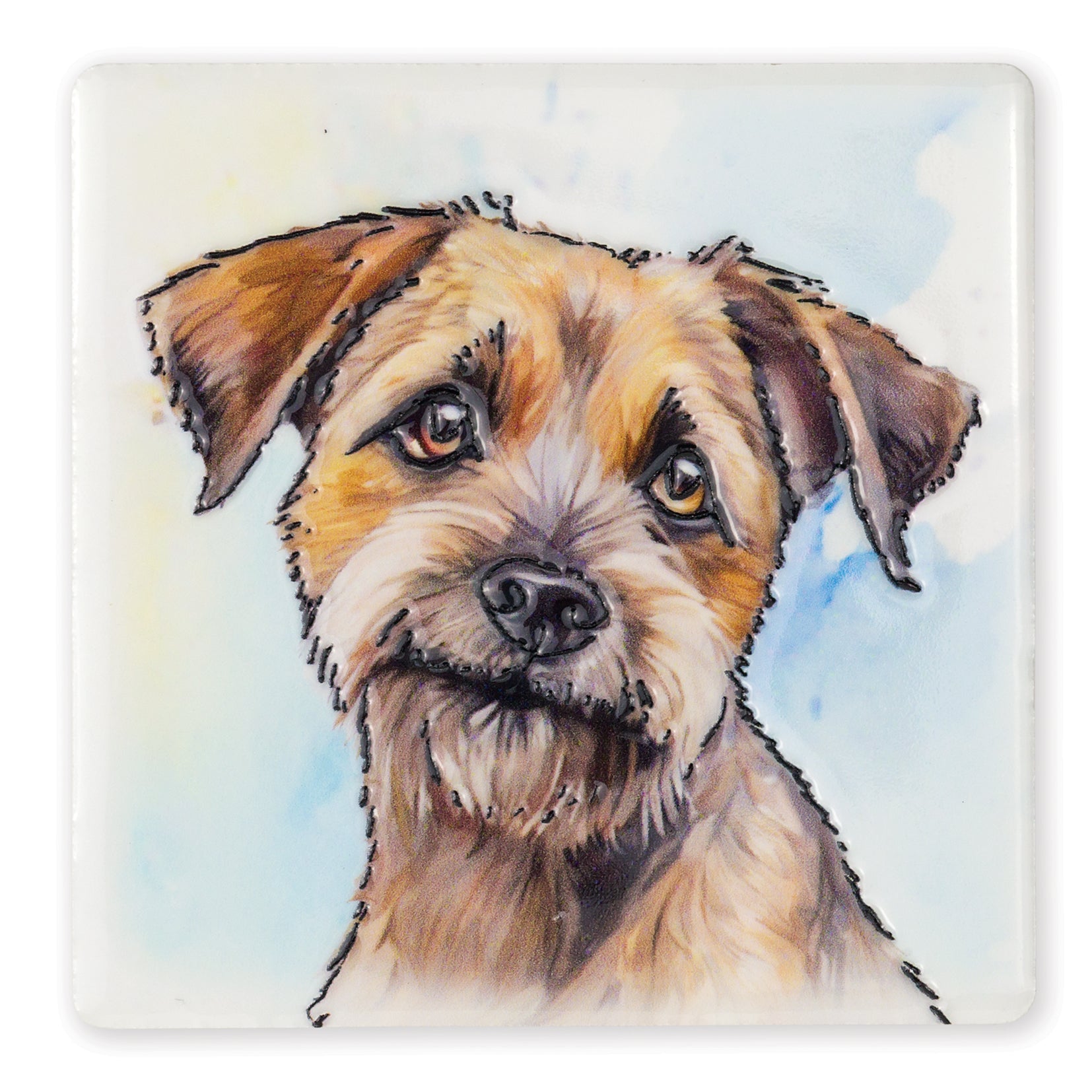 Border Terrier Ceramic Art Coaster - Art of Arora from thetraditionalgiftshop.pro
