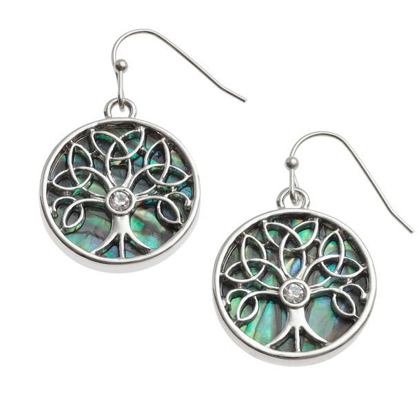 Celtic Tree of Life with Crystal Paua Shell Earrings - Tide Jewellery from thetraditionalgiftshop.pro