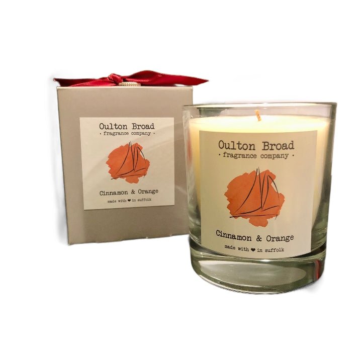 Cinnamon & Orange Glass Jar Candle - Oulton Broad Fragrance Company from thetraditionalgiftshop.pro