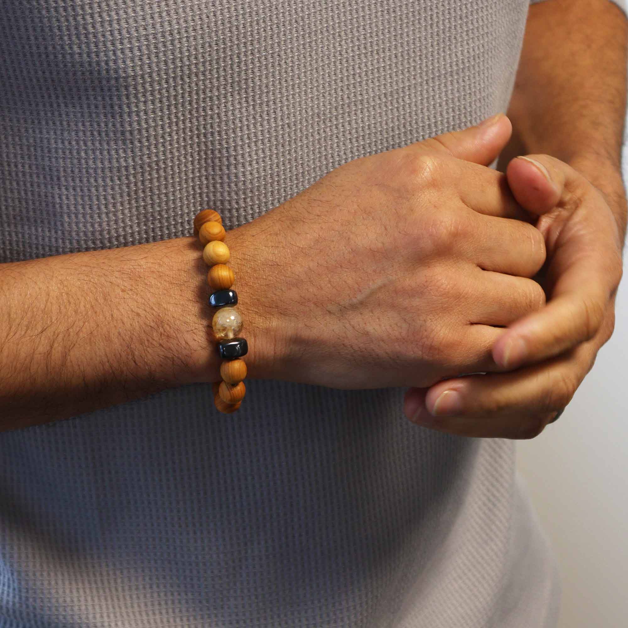 Citrine Gemstone Cedarwood Bracelet - Solar Plexus Chakra - Gemstone Bracelets from thetraditionalgiftshop.pro