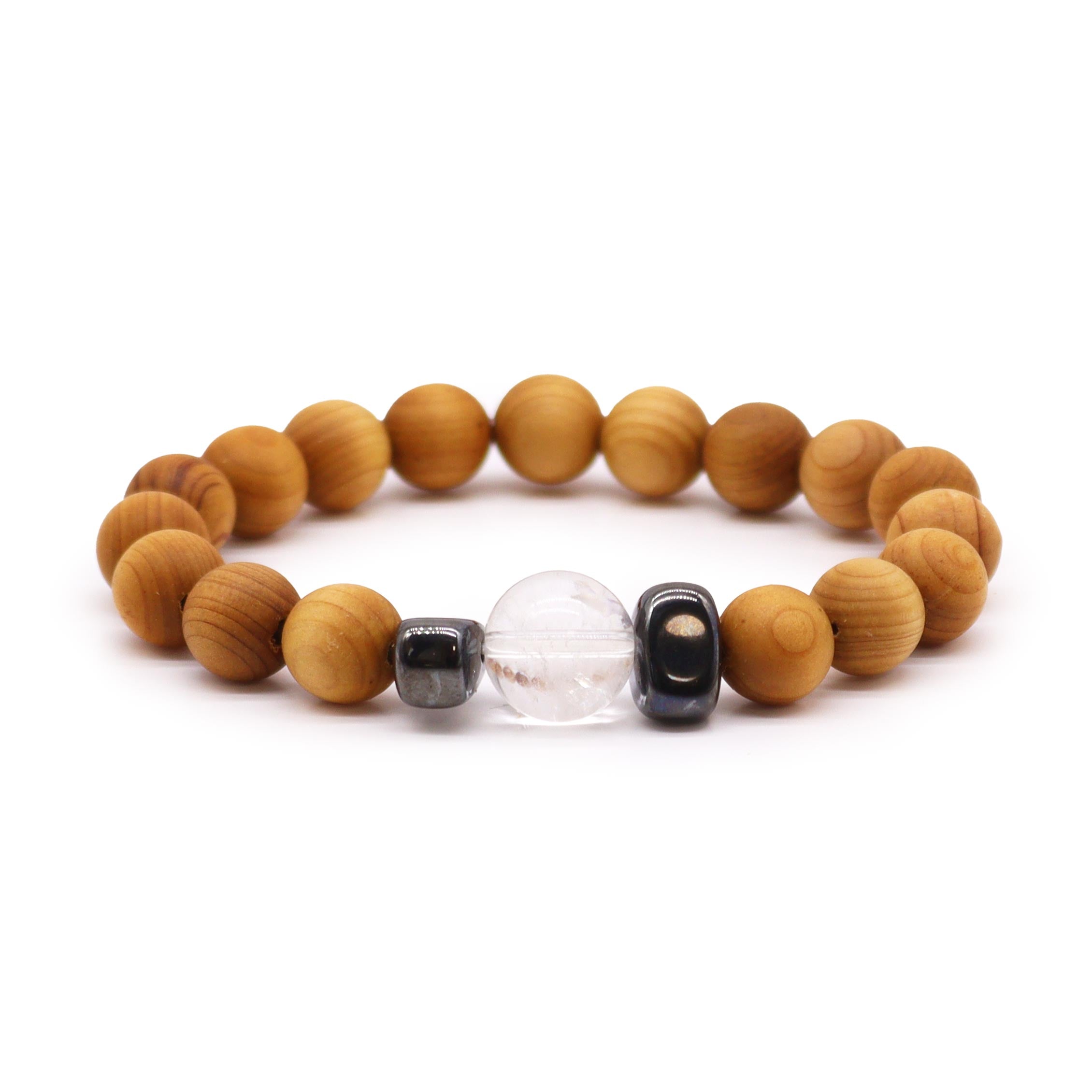 Clear Quartz Gemstone Cedarwood Bracelet - Crown Chakra - Gemstone Bracelets from thetraditionalgiftshop.pro
