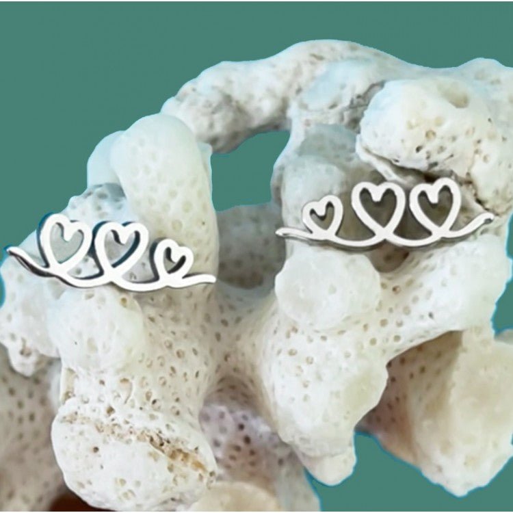 Doodle Heart Climber Stud Earrings (Silver Plated) - Coral & Mint from thetraditionalgiftshop.pro