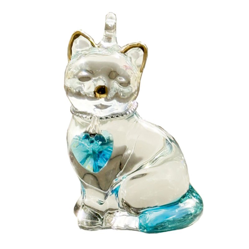 Fantasy Glass Pretty Little Kitty - Aquamarine - Wild Things Crystal from thetraditionalgiftshop.pro
