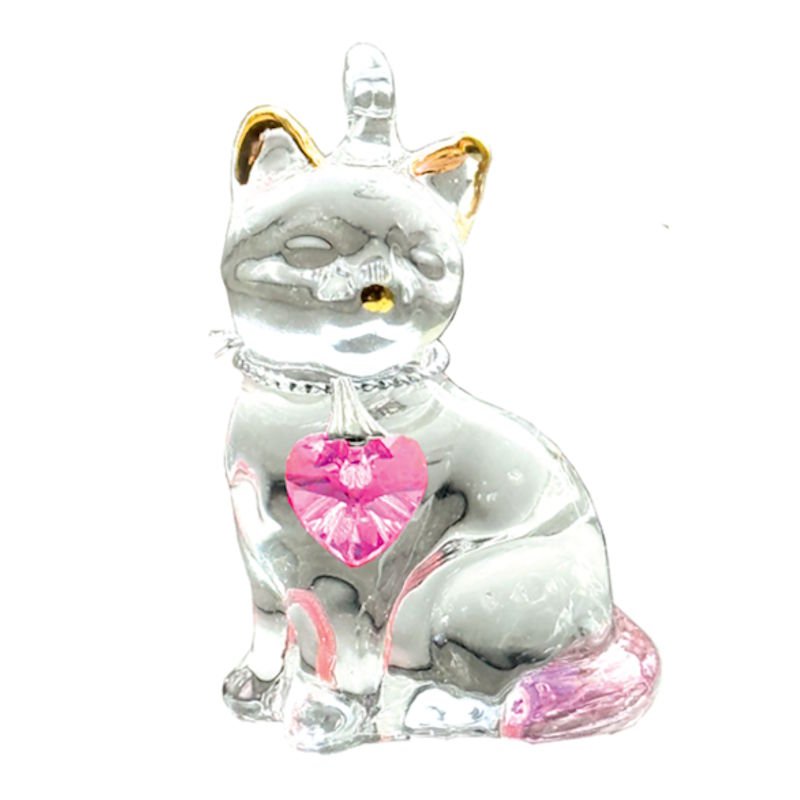 Fantasy Glass Pretty Little Kitty - Rose - Wild Things Crystal from thetraditionalgiftshop.pro