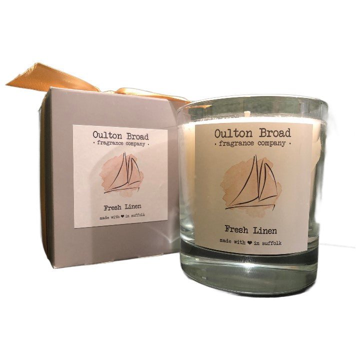 Fresh Linen Glass Jar Candle - Oulton Broad Fragrance Company from thetraditionalgiftshop.pro