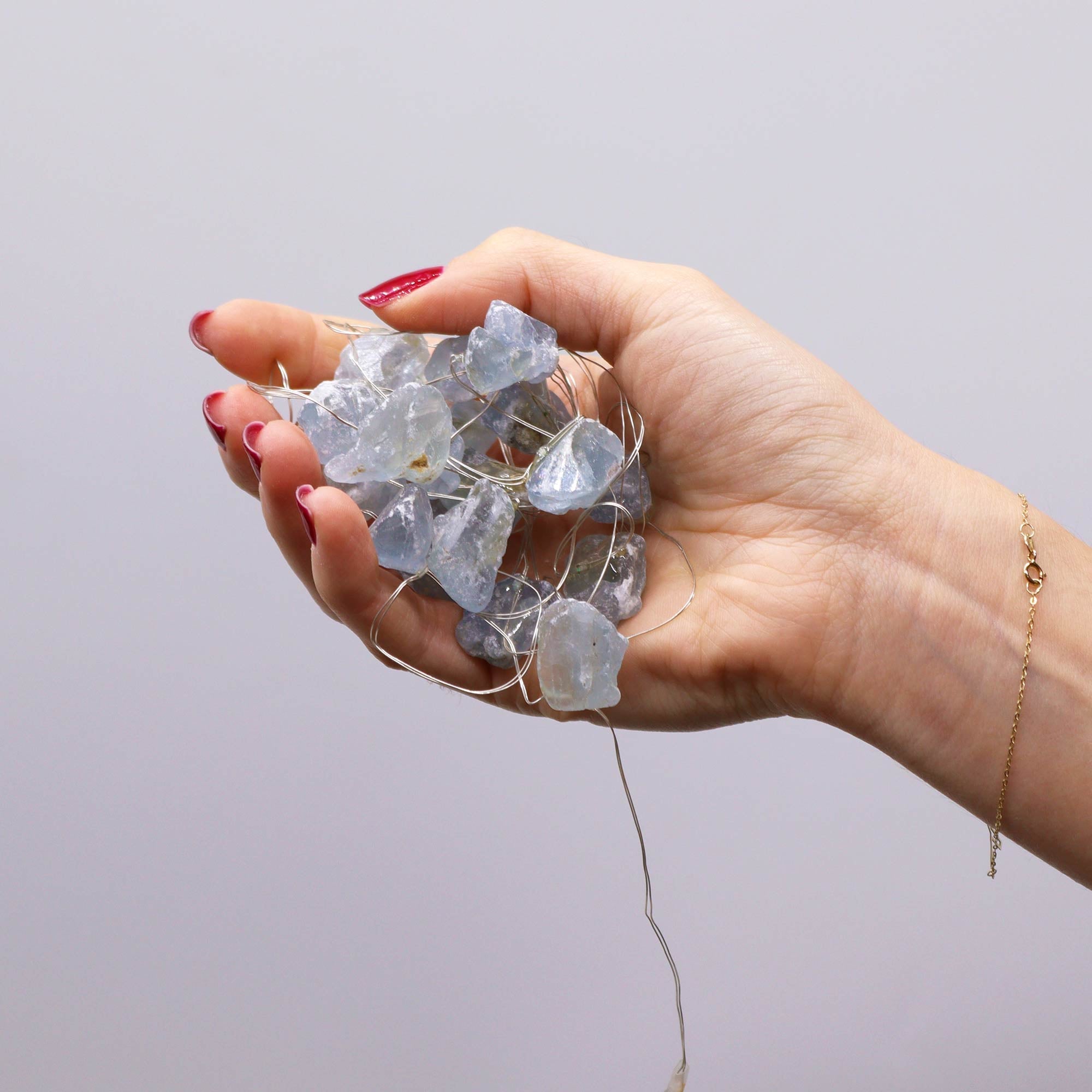 Gemstone LED String Lights - Celestite - Gemstone Enchantment Lights from thetraditionalgiftshop.pro
