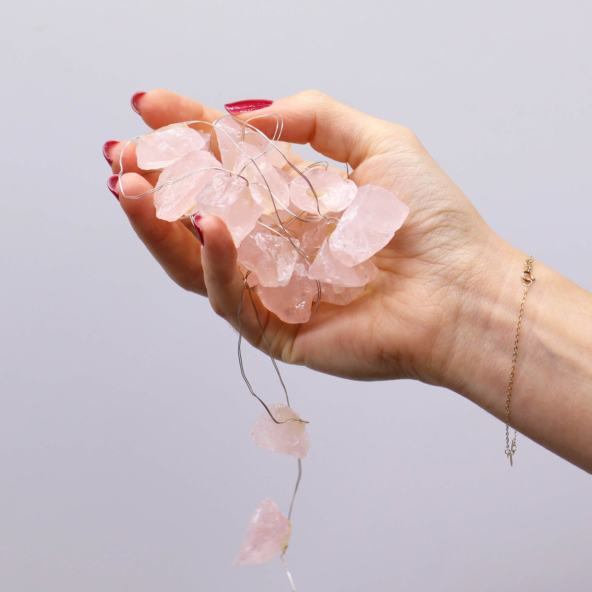 Gemstone LED String Lights - Rose Quartz - Gemstone Enchantment Lights from thetraditionalgiftshop.pro