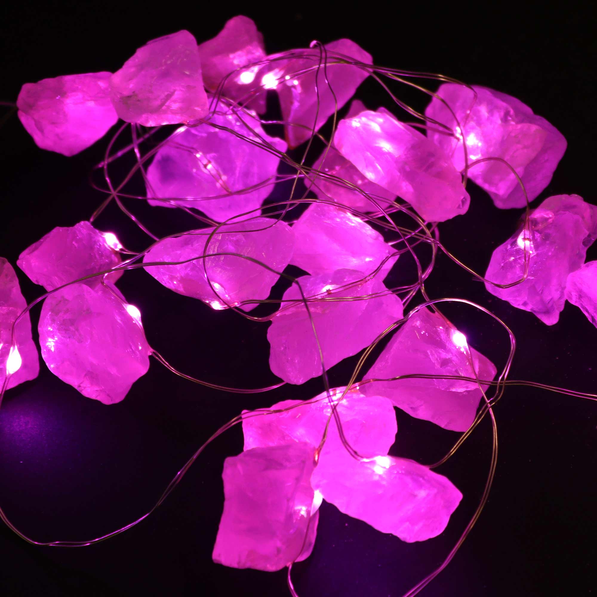 Gemstone LED String Lights - Rose Quartz - Gemstone Enchantment Lights from thetraditionalgiftshop.pro