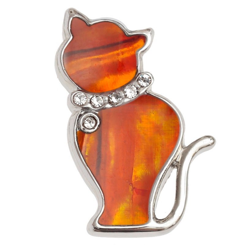 Ginger Cat Paua Shell Pin Badge - Tide Jewellery from thetraditionalgiftshop.pro