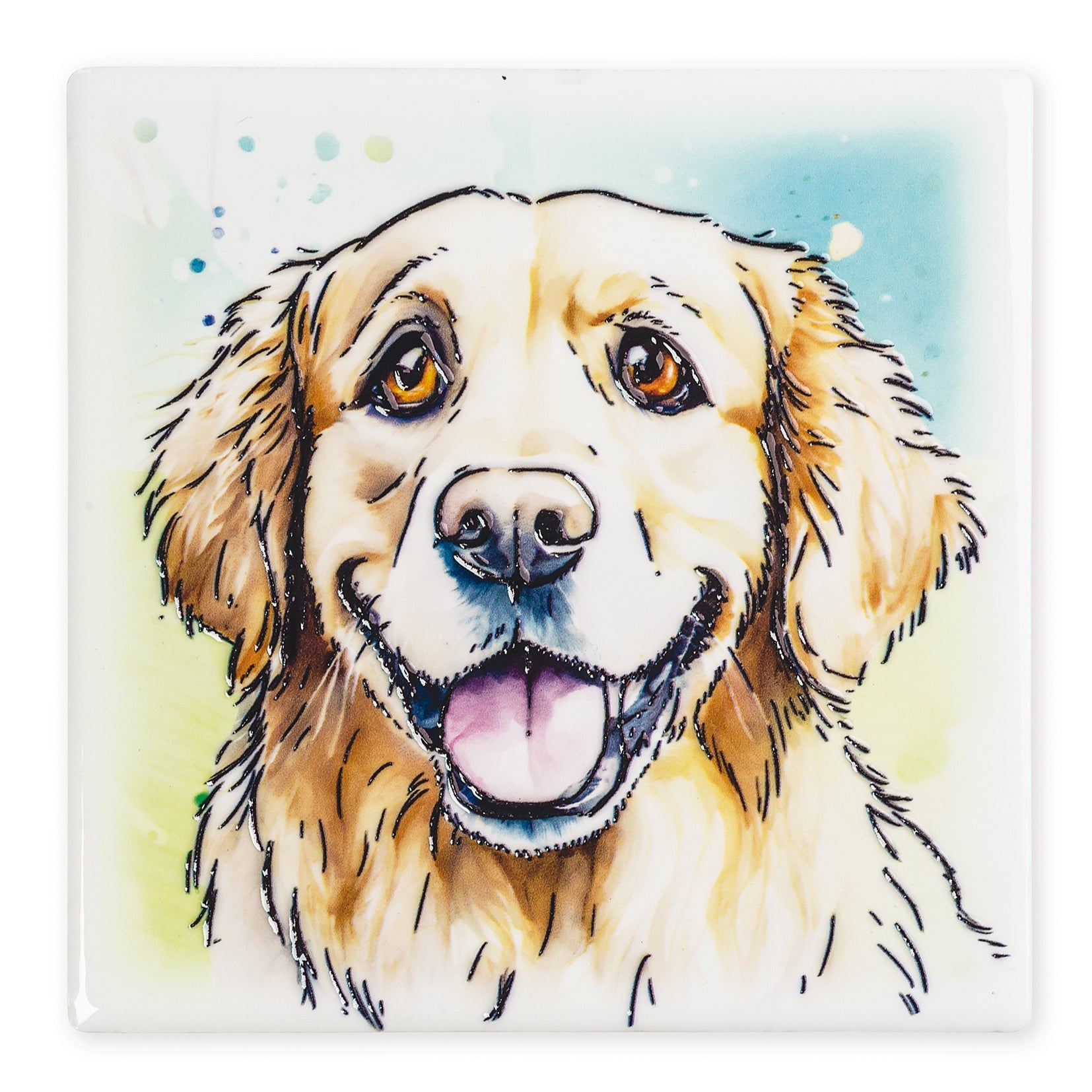 Golden Retriever Ceramic Art Coaster - Art of Arora from thetraditionalgiftshop.pro