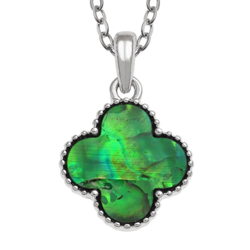 Green Quatrefoil Paua Shell Necklace - Tide Jewellery from thetraditionalgiftshop.pro