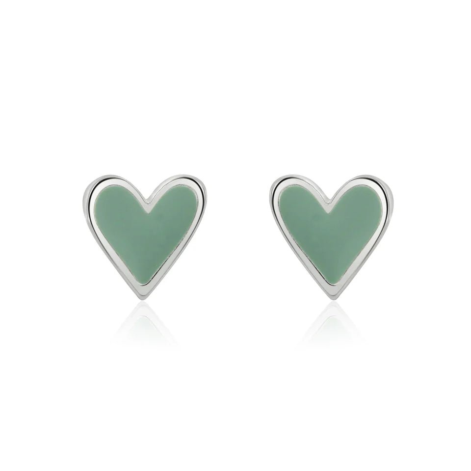 Mint Hearts Stud Earrings (Silver Plated) - Coral & Mint from thetraditionalgiftshop.pro