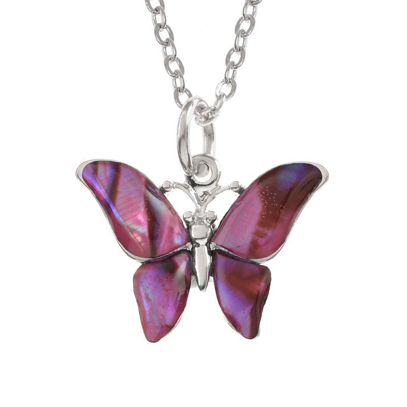Pink Butterfly Paua Shell Necklace - Tide Jewellery from thetraditionalgiftshop.pro