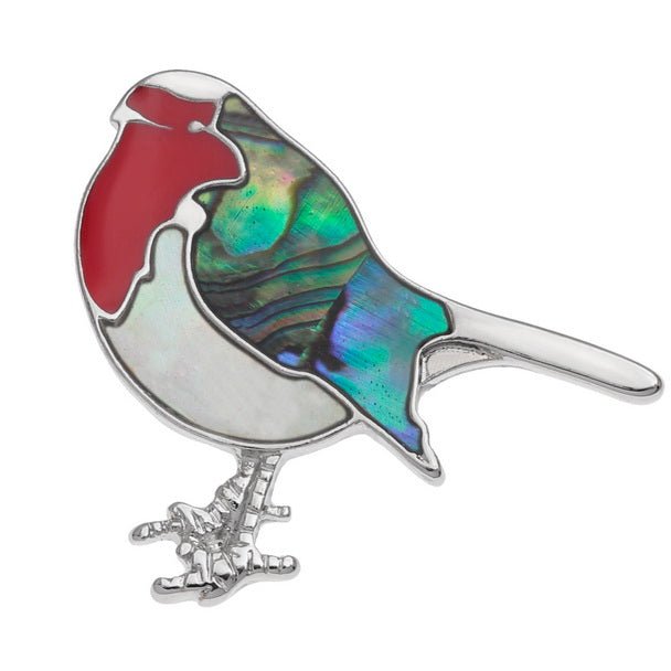 Robin Paua Shell Pin Badge - Tide Jewellery from thetraditionalgiftshop.pro