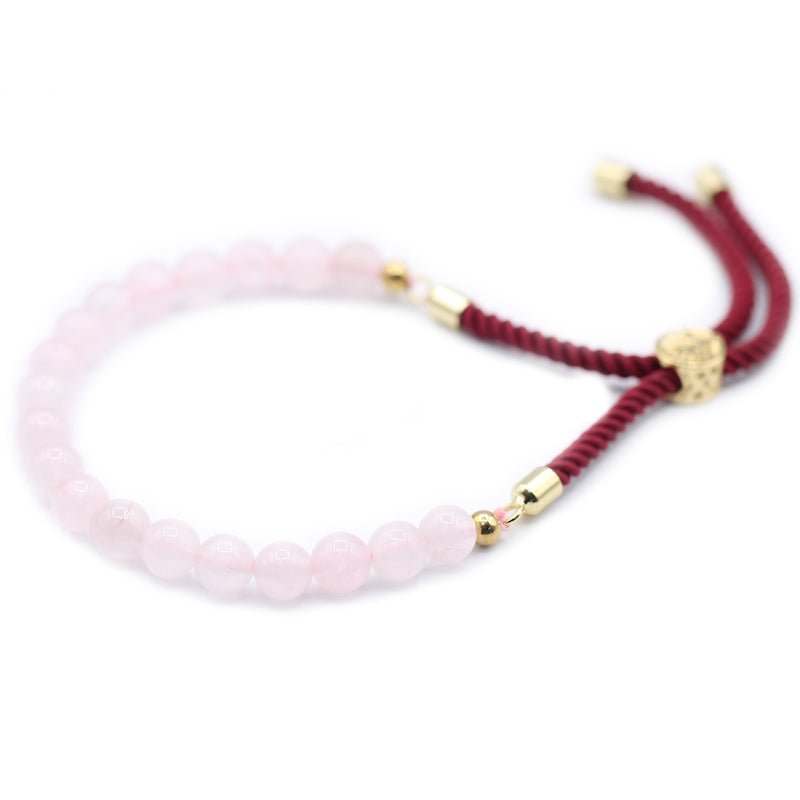 Rose Quartz Adjustable String Bracelet (18K Gold Plated) - Gemstone Bracelets from thetraditionalgiftshop.pro