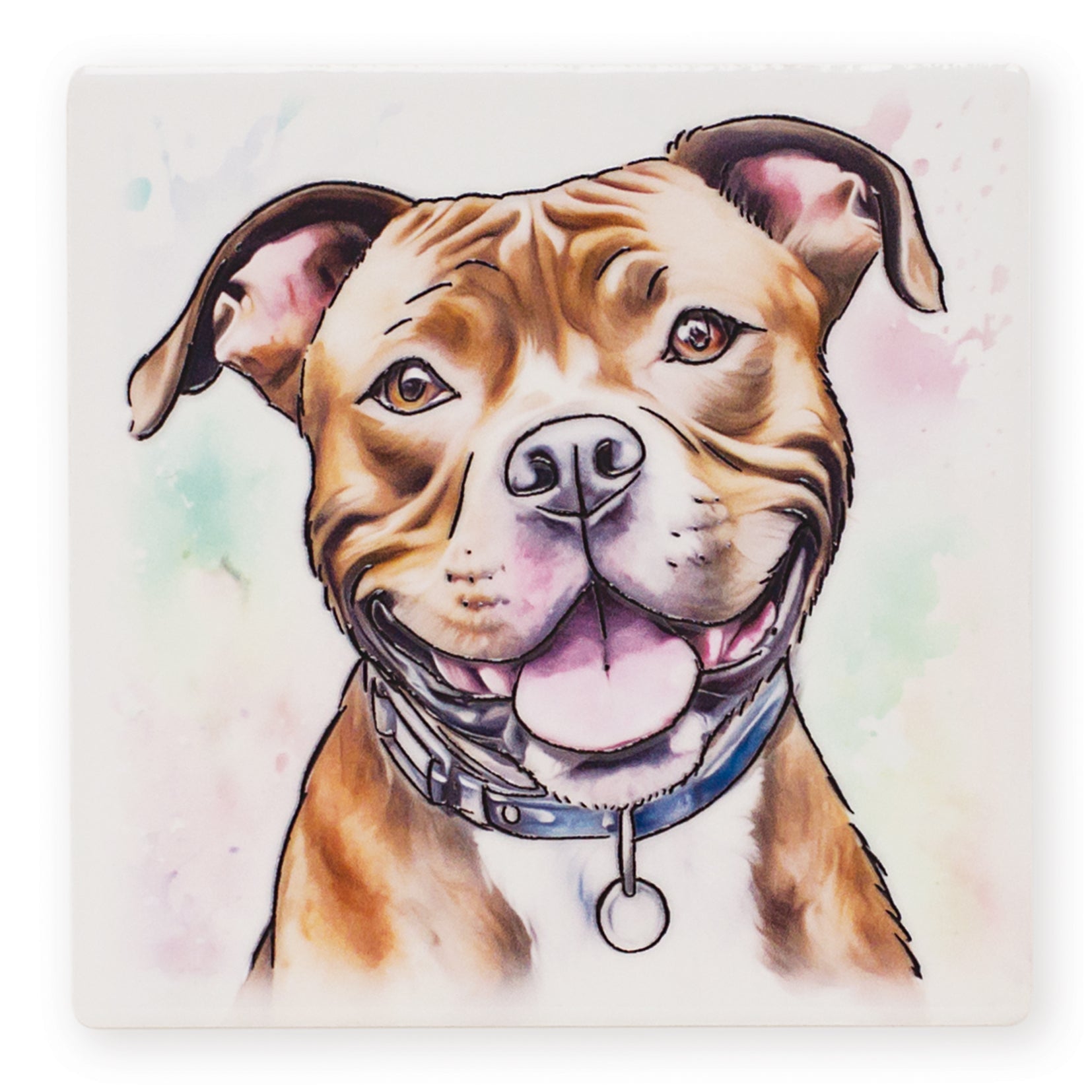 Staffordshire Bull Terrier (Staffy) Ceramic Art Coaster - Art of Arora from thetraditionalgiftshop.pro