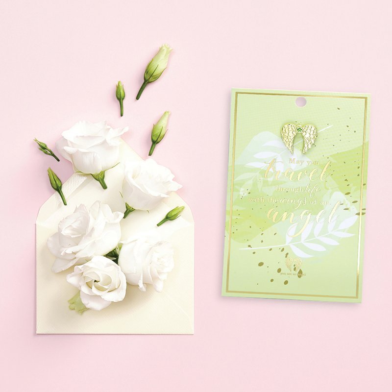 Travel Through Life Angel Wings Lapel Pin on Card - You Are An Angel from thetraditionalgiftshop.pro