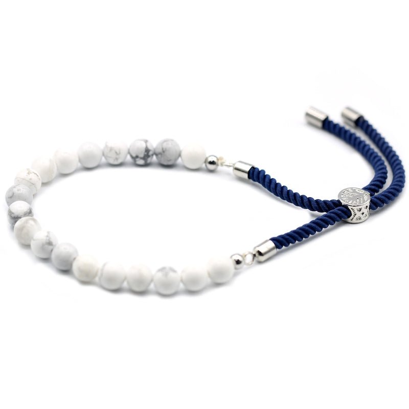 White Howlite Adjustable String Bracelet (925 Silver Plated) - Gemstone Bracelets from thetraditionalgiftshop.pro