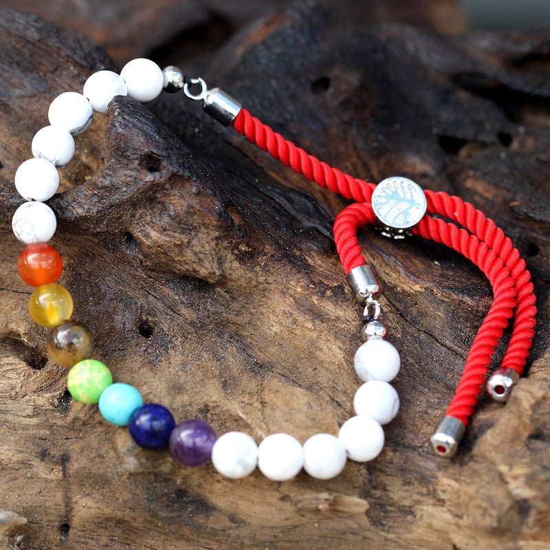 White Howlite Chakra Adjustable String Bracelet (925 Silver Plated) - Gemstone Bracelets from thetraditionalgiftshop.pro