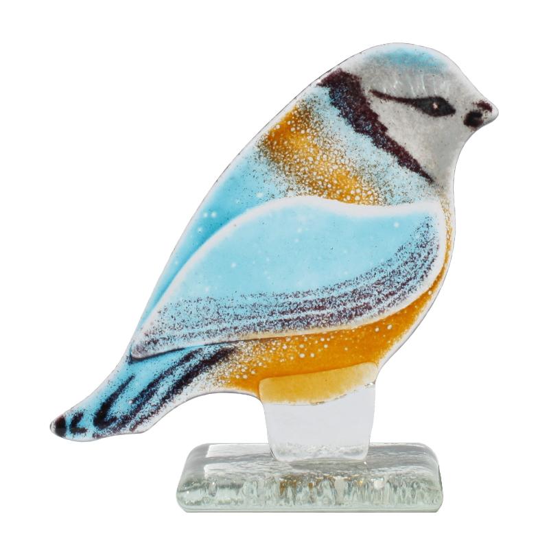 Blue Tit Fused Glass Ornament - D&J Glassware Fused Glass from thetraditionalgiftshop.pro