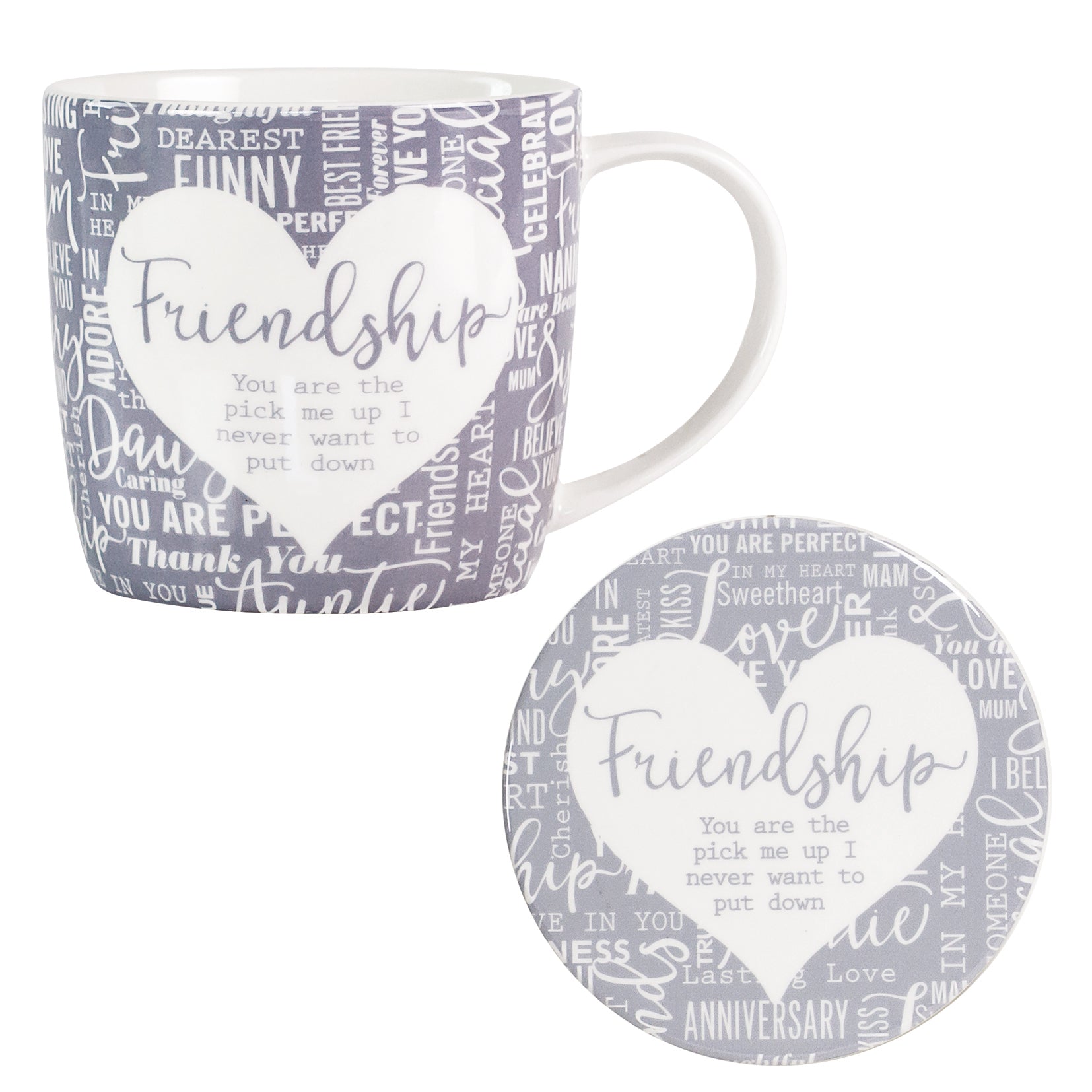 Friendship Sentiment Mug & Coaster Set - Said with Sentiment from thetraditionalgiftshop.pro