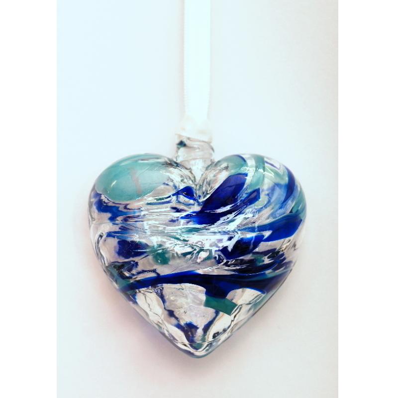 March (Aquamarine) Birthstone Blown Glass Heart - Milford Blown Glass from thetraditionalgiftshop.pro