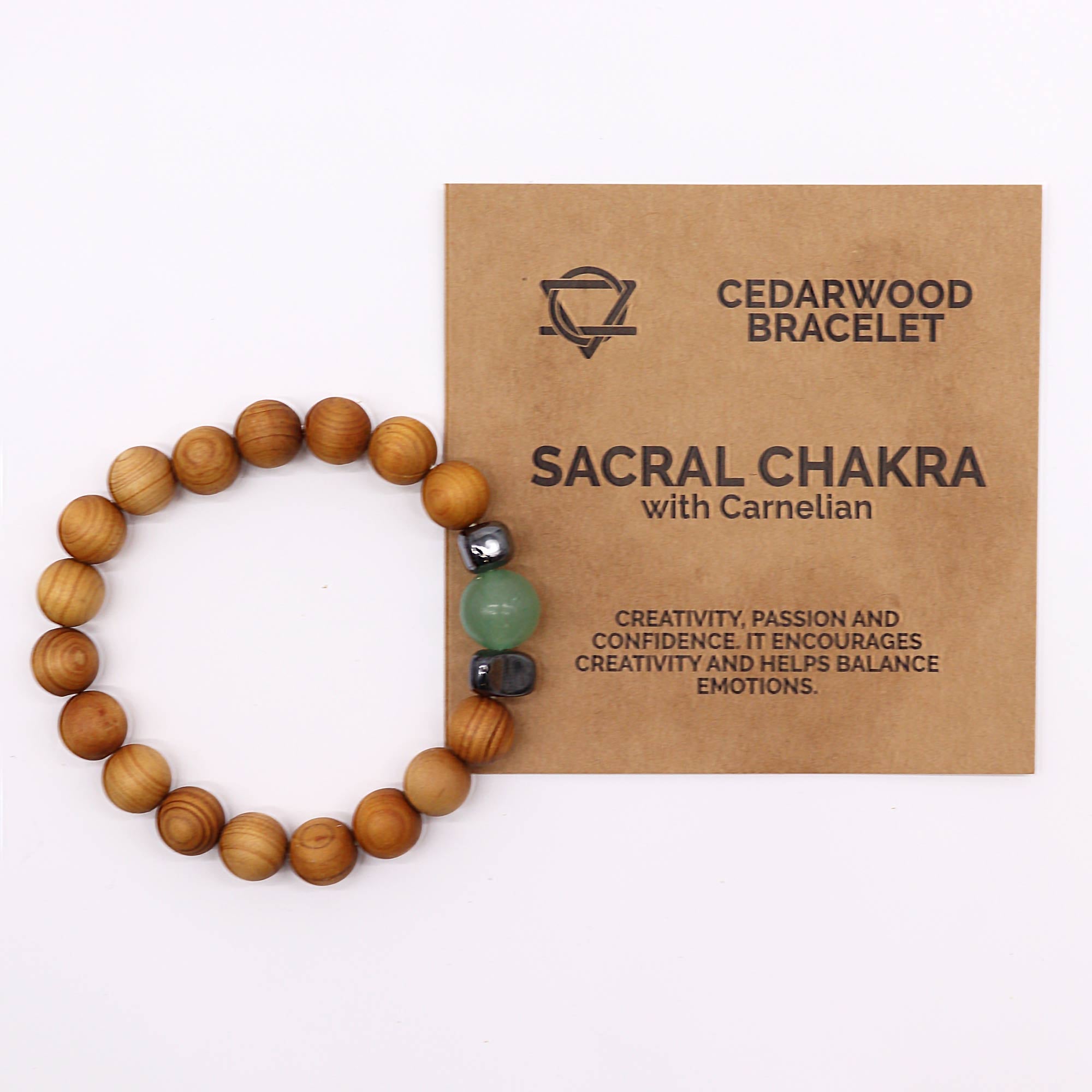 Adventurine Gemstone Cedarwood Bracelet - Sacral Chakra - Gemstone Bracelets from thetraditionalgiftshop.pro
