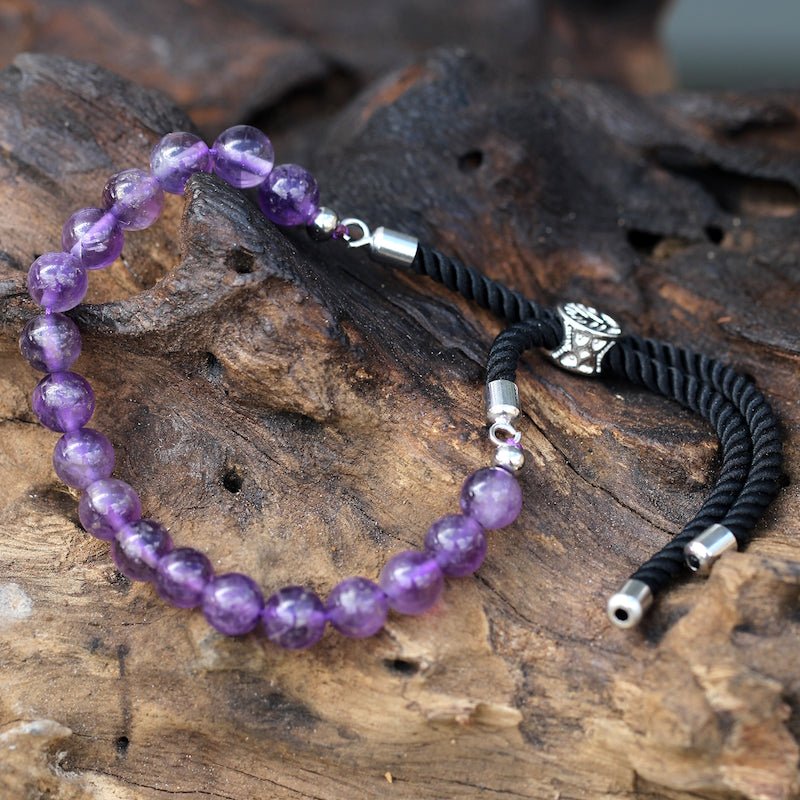 Amethyst Adjustable String Bracelet (925 Silver Plated) - Gemstone Bracelets from thetraditionalgiftshop.pro