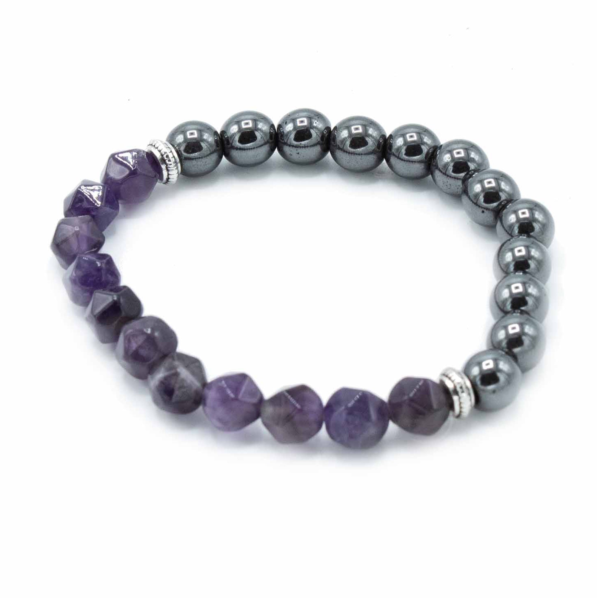 Amethyst Faceted Gemstone & Hematite Bracelet - Gemstone Bracelets from thetraditionalgiftshop.pro