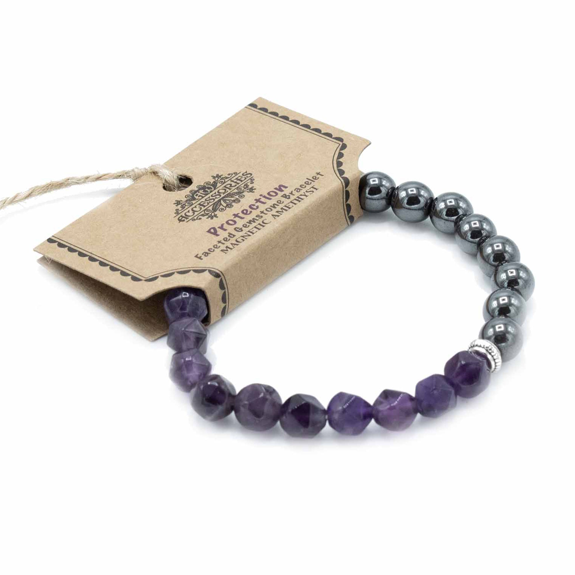 Amethyst Faceted Gemstone & Hematite Bracelet - Gemstone Bracelets from thetraditionalgiftshop.pro