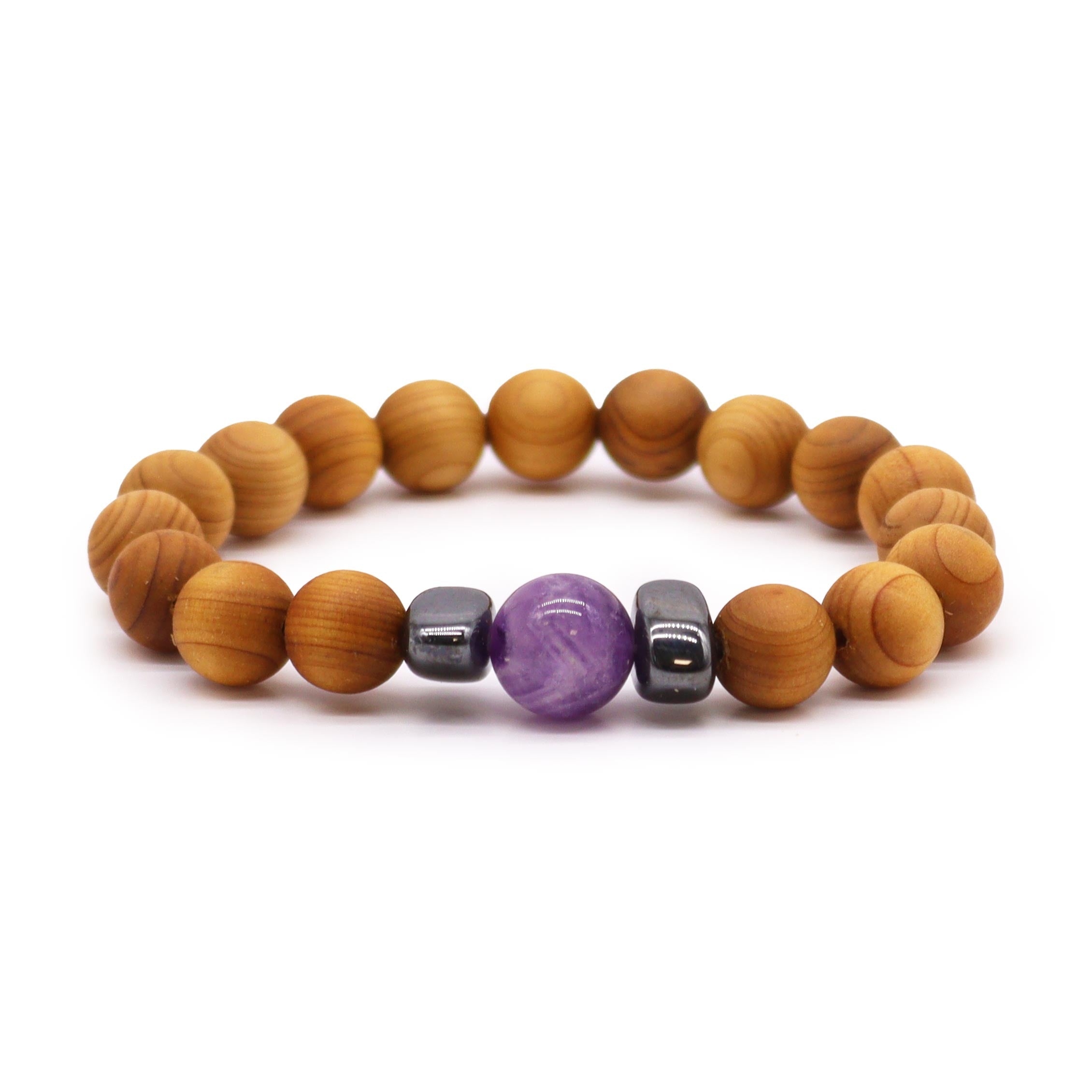 Amethyst Gemstone Cedarwood Bracelet - Third Eye Chakra - Gemstone Bracelets from thetraditionalgiftshop.pro