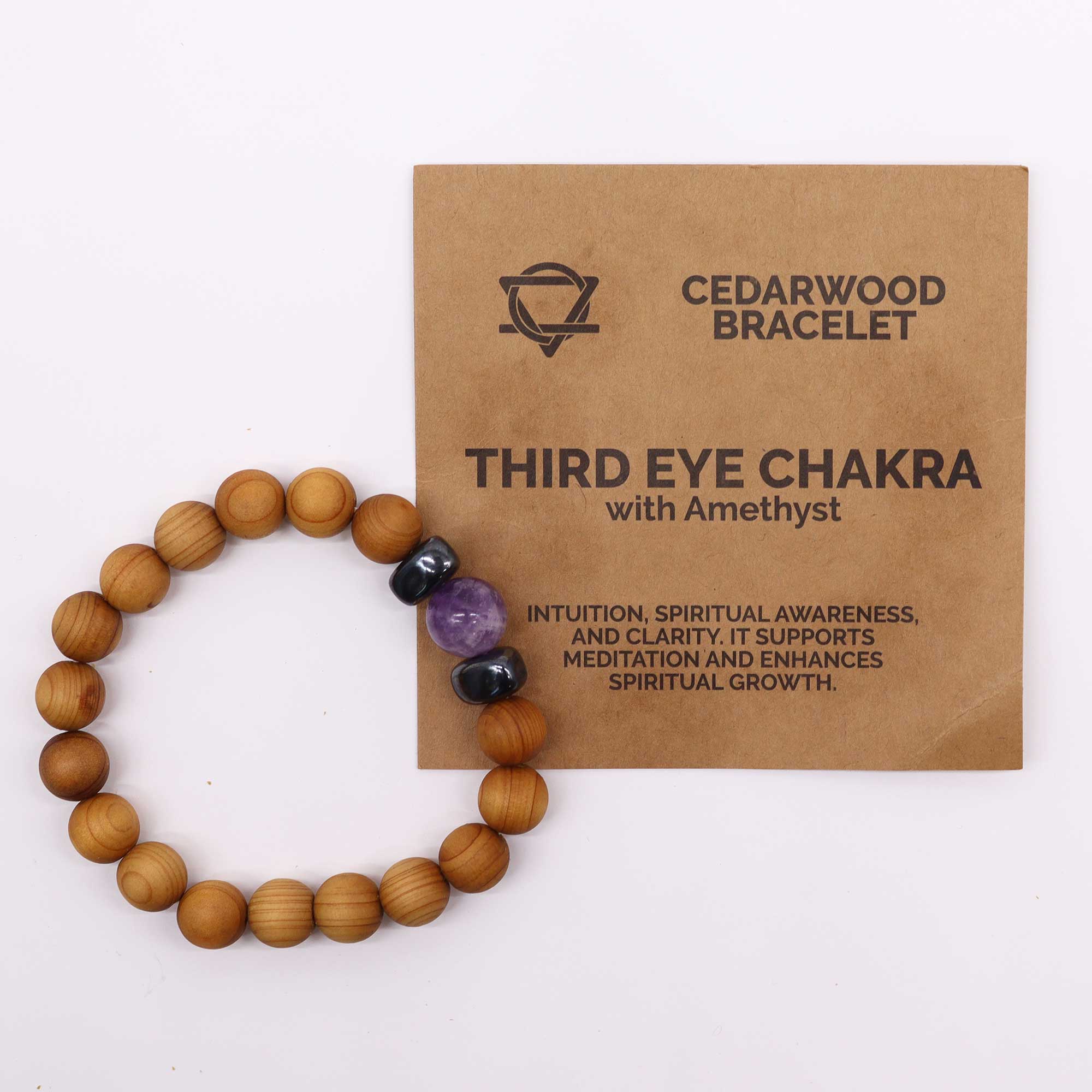 Amethyst Gemstone Cedarwood Bracelet - Third Eye Chakra - Gemstone Bracelets from thetraditionalgiftshop.pro