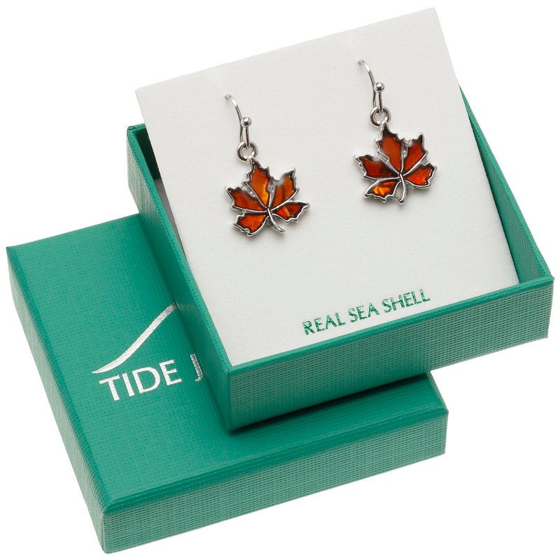 Autumn Leaf Paua Shell Earrings - Tide Jewellery from thetraditionalgiftshop.pro