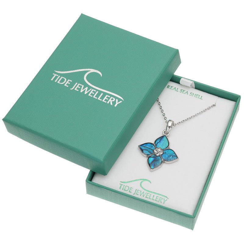 Blue Flower Paua Shell Necklace - Tide Jewellery from thetraditionalgiftshop.pro