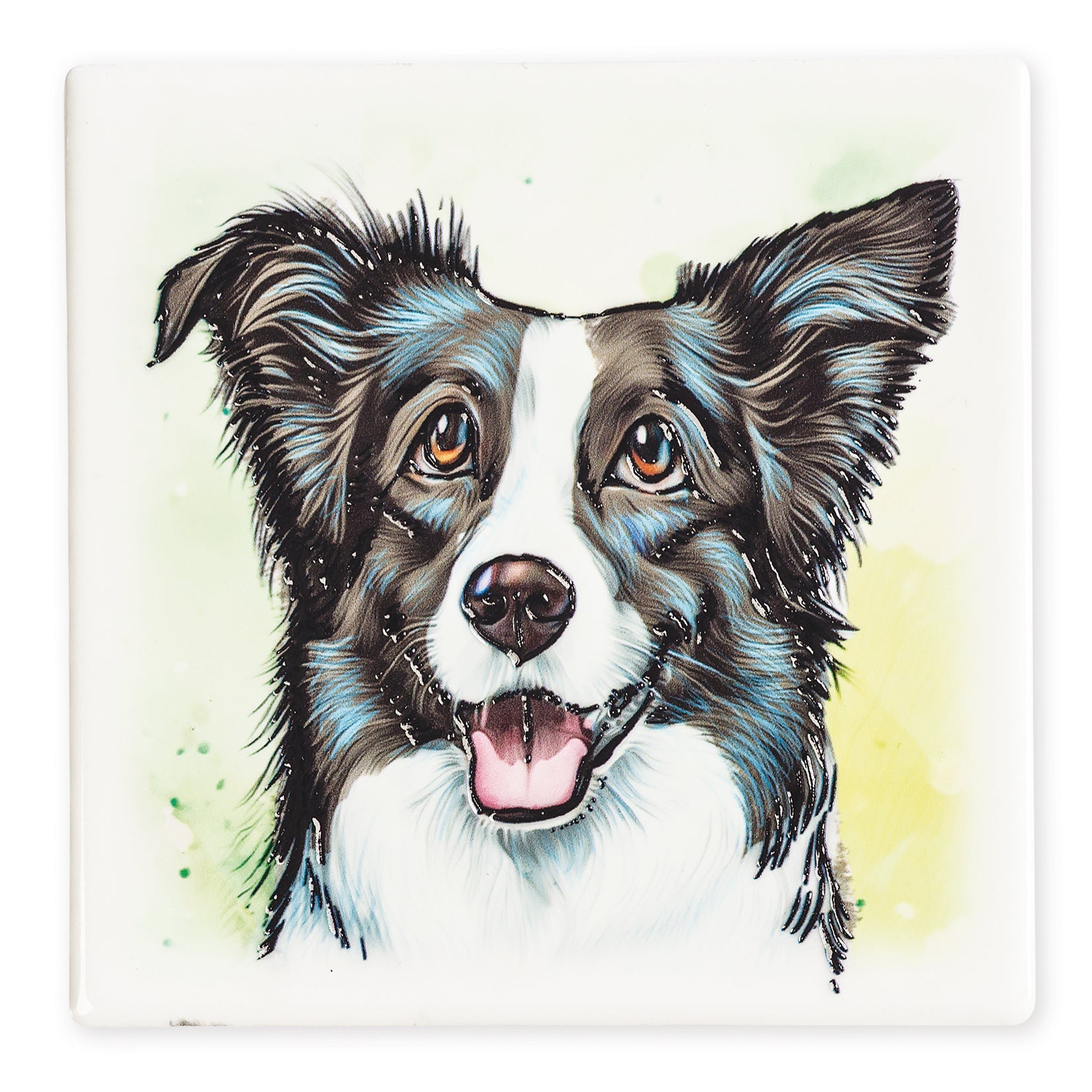 Border Collie Ceramic Art Coaster - Art of Arora from thetraditionalgiftshop.pro