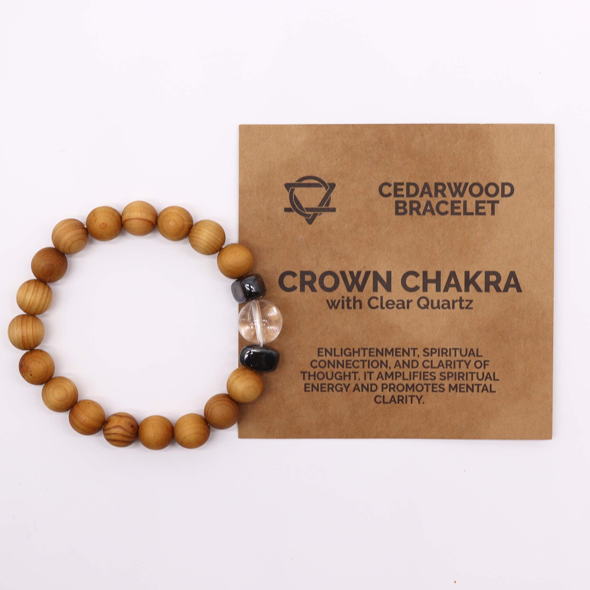 Clear Quartz Gemstone Cedarwood Bracelet - Crown Chakra - Gemstone Bracelets from thetraditionalgiftshop.pro