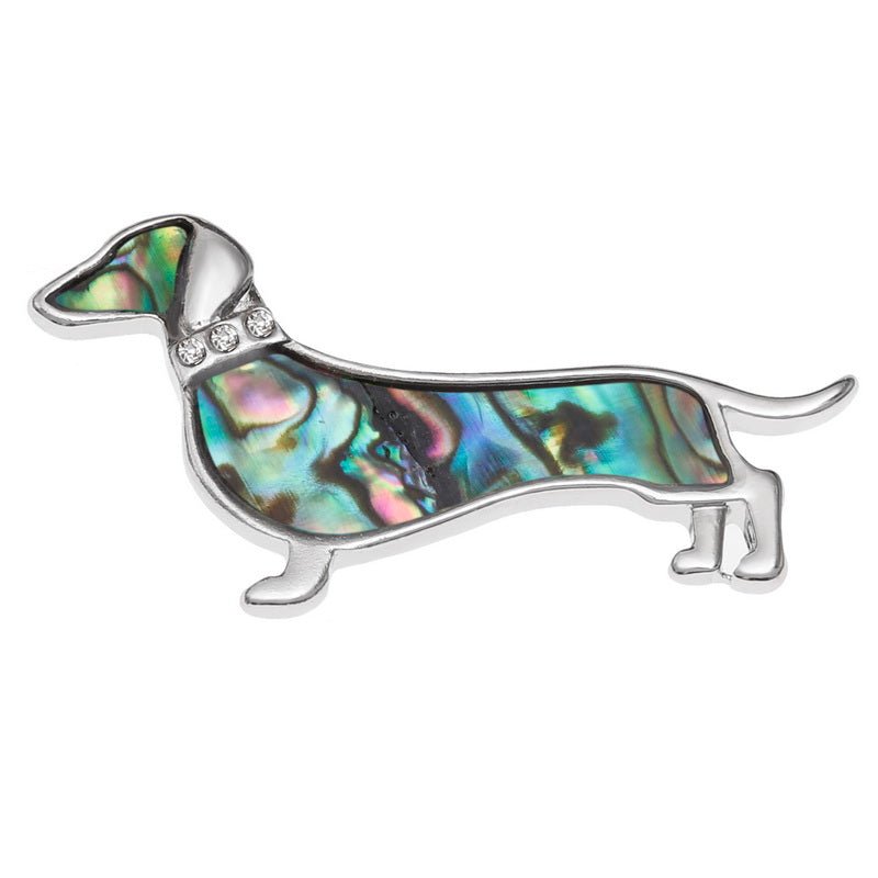 Dachshund Paua Shell Pin Badge - Tide Jewellery from thetraditionalgiftshop.pro