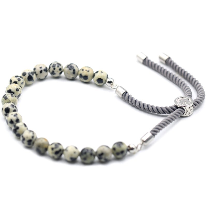 Dalmatian Jasper Adjustable String Bracelet (925 Silver Plated) - Gemstone Bracelets from thetraditionalgiftshop.pro