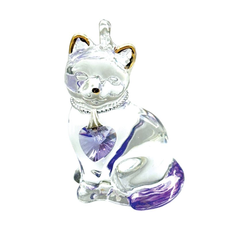 Fantasy Glass Pretty Little Kitty - Amethyst - Wild Things Crystal from thetraditionalgiftshop.pro