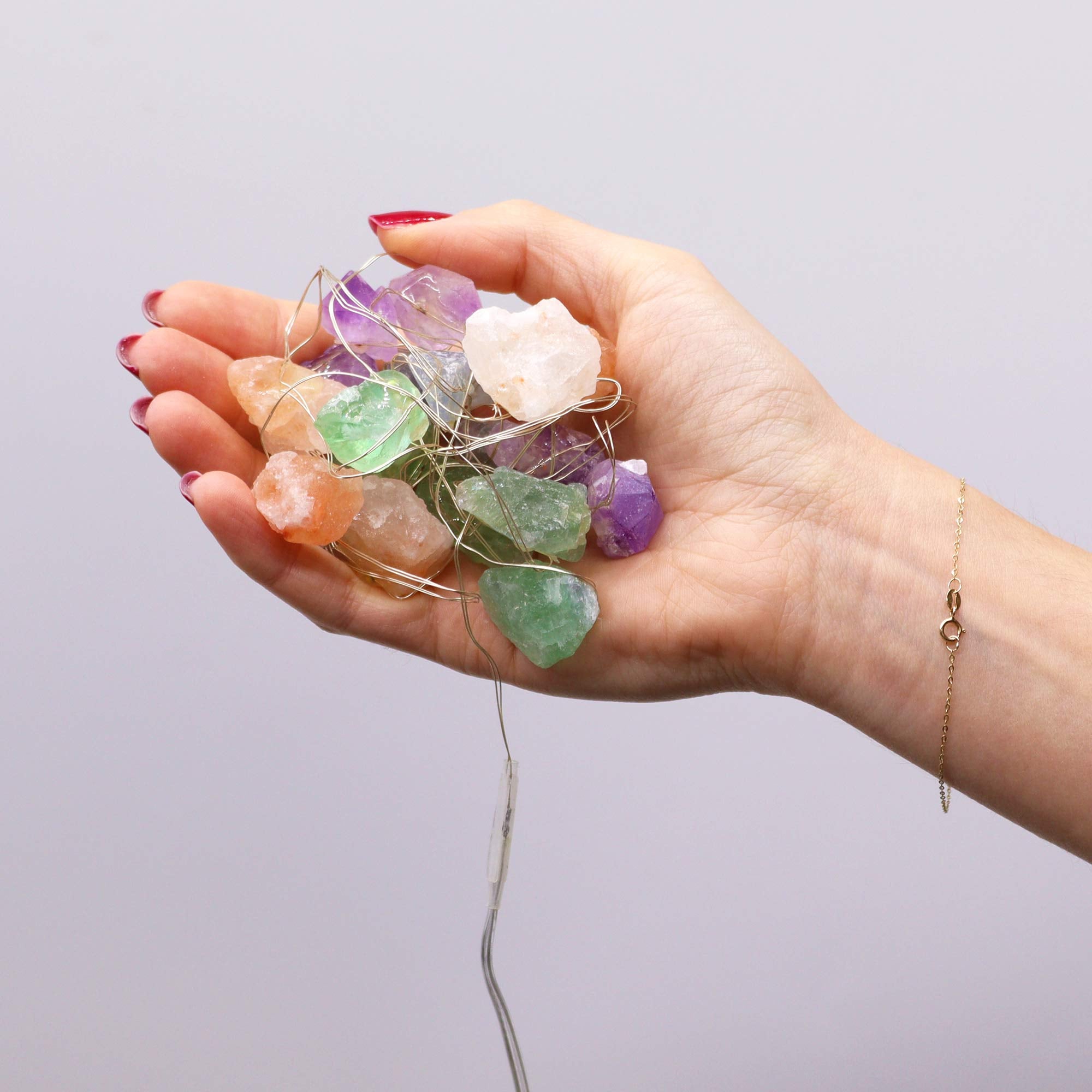 Gemstone LED String Lights - Mixed Crystals - Gemstone Enchantment Lights from thetraditionalgiftshop.pro