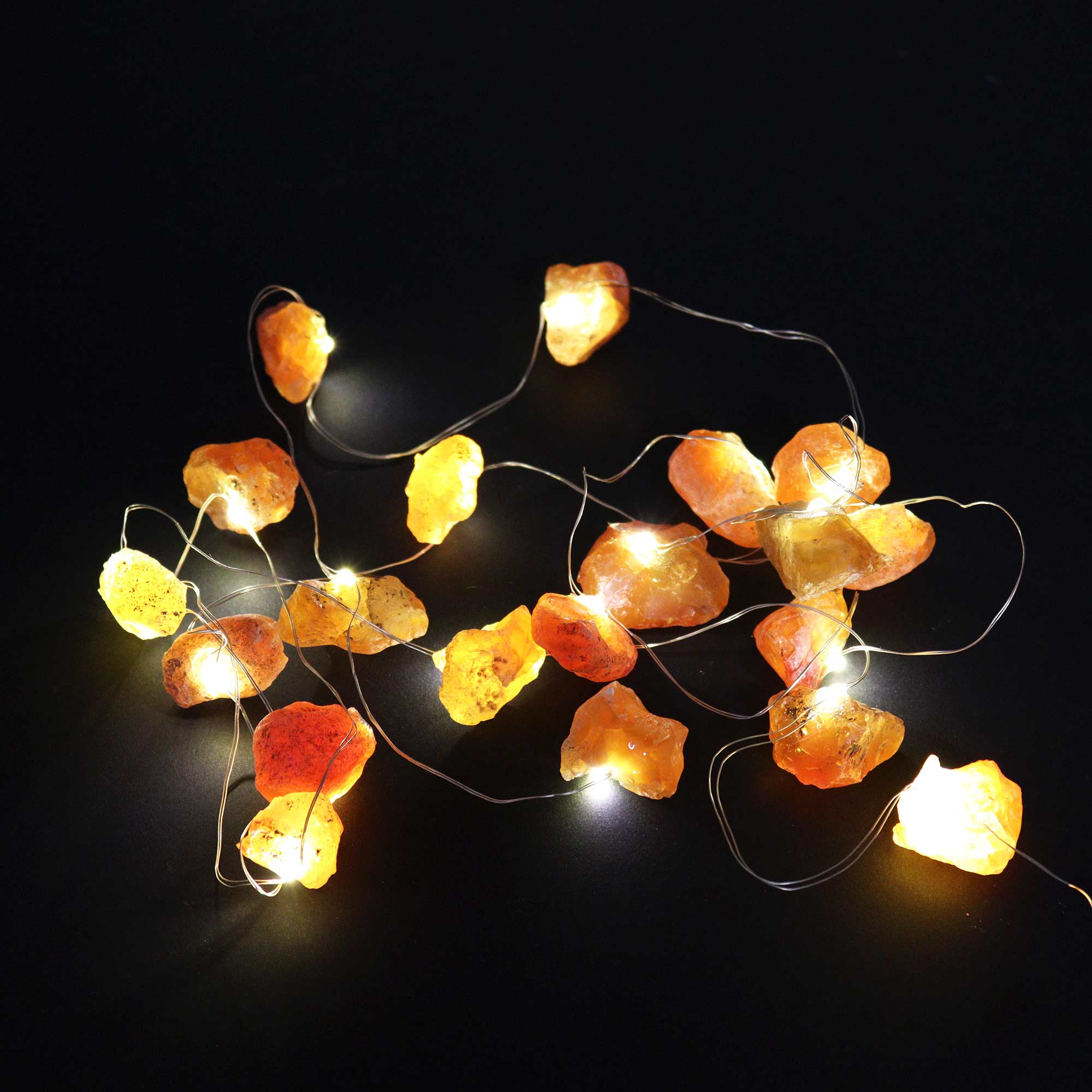 Gemstone LED String Lights - Orange Jade - Gemstone Enchantment Lights from thetraditionalgiftshop.pro
