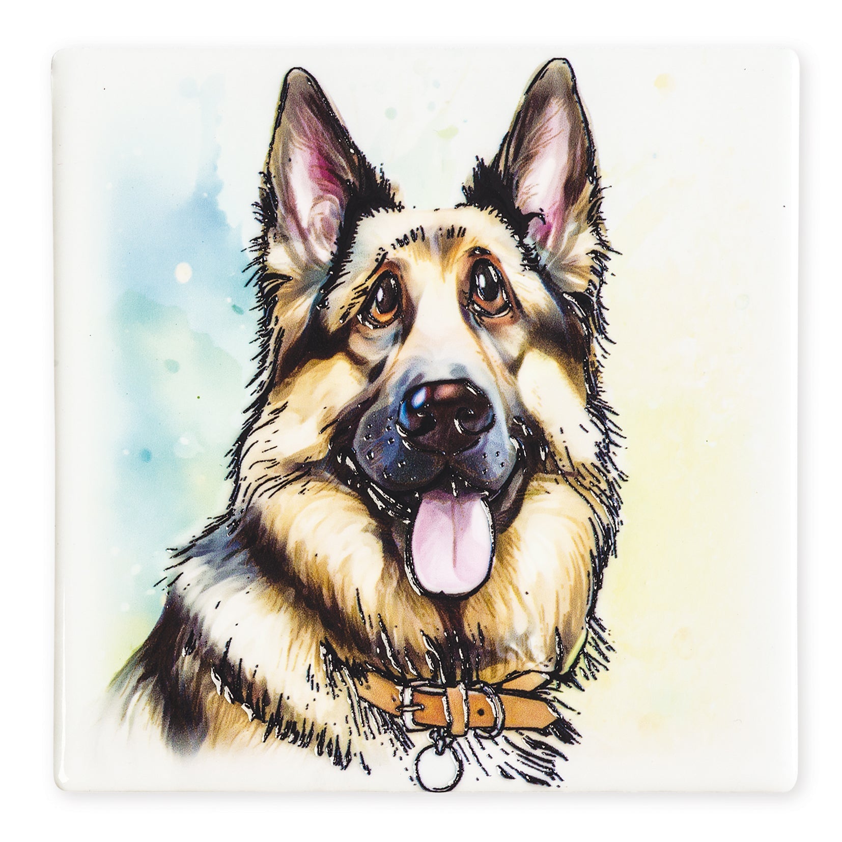 German Shepherd (Alsatian) Ceramic Art Coaster - Art of Arora from thetraditionalgiftshop.pro