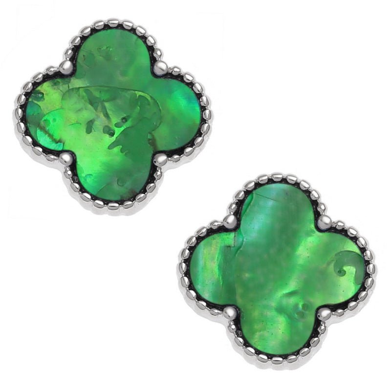 Green Quatrefoil Paua Shell Earrings - Tide Jewellery from thetraditionalgiftshop.pro