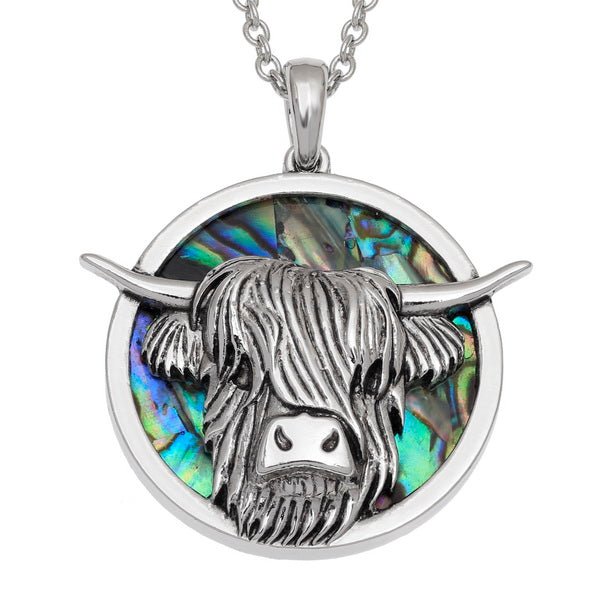 Highland Cow Paua Shell Necklace - Tide Jewellery from thetraditionalgiftshop.pro