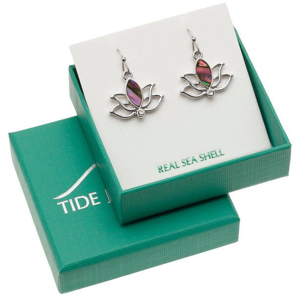 Lotus Flower Paua Shell Earrings - Tide Jewellery from thetraditionalgiftshop.pro