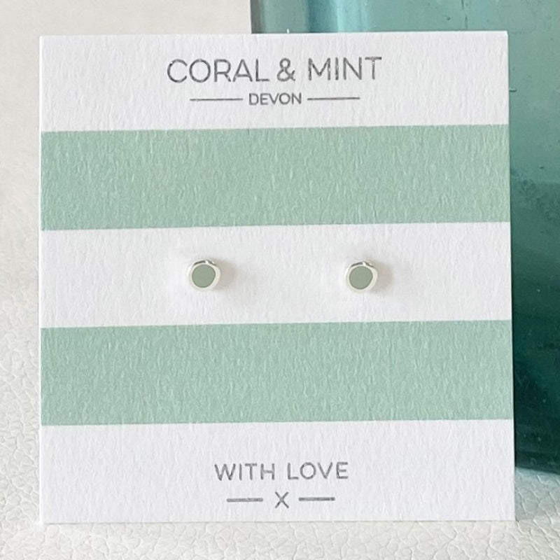 Mint Mini Stud Earrings (Silver Plated) - Coral & Mint from thetraditionalgiftshop.pro