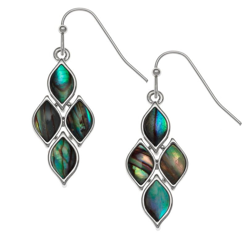 Natural Articulated Diamond Paua Shell Earrings - Tide Jewellery from thetraditionalgiftshop.pro