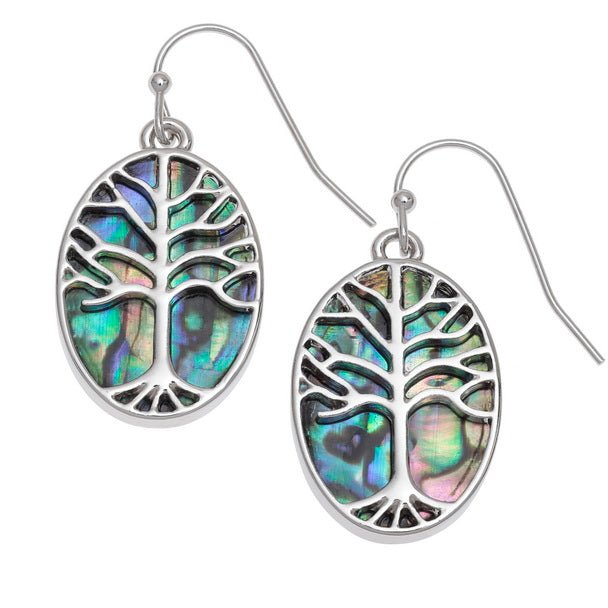 Oval Tree of Life Paua Shell Stud Earrings - Tide Jewellery from thetraditionalgiftshop.pro