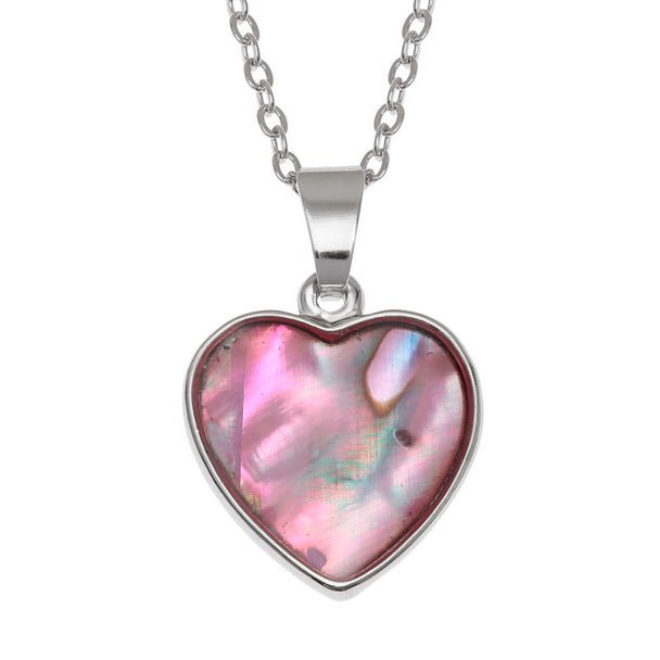 Pink Heart Paua Shell Necklace - Tide Jewellery from thetraditionalgiftshop.pro